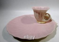 American Arts & Crafts Pottery Weller Sabrinian 4 Clam Shell Snack Sets