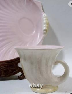American Arts & Crafts Pottery Weller Sabrinian 4 Clam Shell Snack Sets