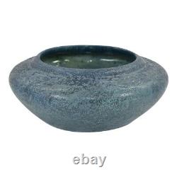 American Studio Arts and Crafts Pottery Incised Mottled Blue Ceramic Bowl