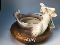 Amphora Austrian Art Nouveau Figural Bowl Old Arts and Crafts Pottery Vase