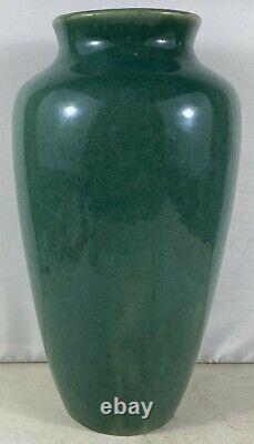 Antique 1900's Large Green Glaze Arts & Crafts Pottery Vase Zanesville, OH