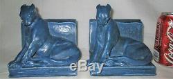 Antique 1929 Arts Crafts Mission Matte Rookwood Art Pottery Panther Cat Bookends