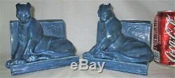 Antique 1929 Arts Crafts Mission Matte Rookwood Art Pottery Panther Cat Bookends