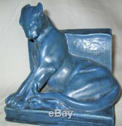 Antique 1929 Arts Crafts Mission Matte Rookwood Art Pottery Panther Cat Bookends