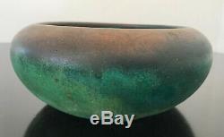 Antique American Arts & Crafts Signed Clewell Copper Clad Low Bowl Vase 7