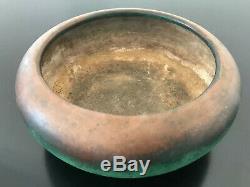 Antique American Arts & Crafts Signed Clewell Copper Clad Low Bowl Vase 7