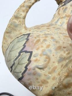 Antique Amphora Austria Art Pottery Vase w Handles Rose Floral Arts & Crafts