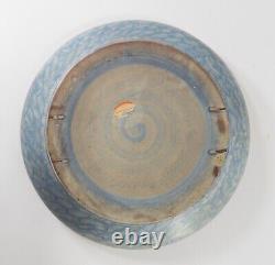 Antique Arts & Crafts Blue Art Pottery Low Bowl Unsigned