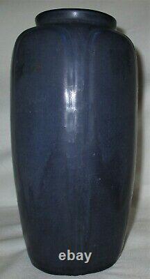 Antique Arts & Crafts Dark Blue Sign Hampshire Art Pottery Cut Flowers Vase Mint