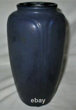 Antique Arts & Crafts Dark Blue Sign Hampshire Art Pottery Cut Flowers Vase Mint