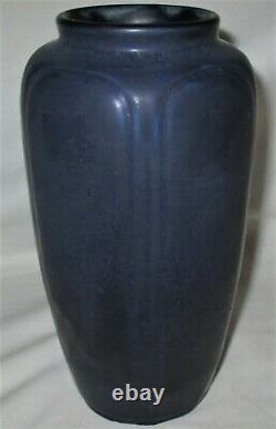 Antique Arts & Crafts Dark Blue Sign Hampshire Art Pottery Cut Flowers Vase Mint