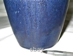 Antique Arts & Crafts Dark Blue Sign Hampshire Art Pottery Cut Flowers Vase Mint