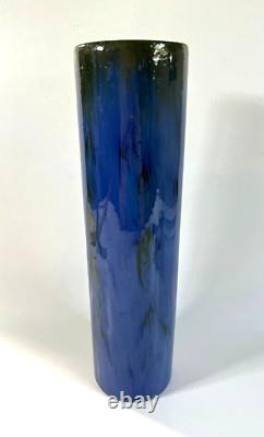 Antique Arts & Crafts Fulper Pottery Tall Cylinder Vase 13.5