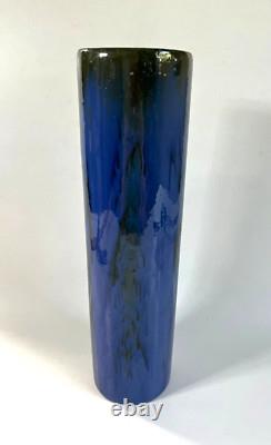 Antique Arts & Crafts Fulper Pottery Tall Cylinder Vase 13.5