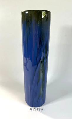 Antique Arts & Crafts Fulper Pottery Tall Cylinder Vase 13.5