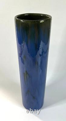 Antique Arts & Crafts Fulper Pottery Tall Cylinder Vase 13.5