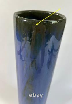 Antique Arts & Crafts Fulper Pottery Tall Cylinder Vase 13.5