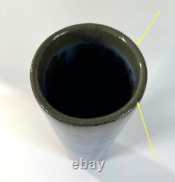 Antique Arts & Crafts Fulper Pottery Tall Cylinder Vase 13.5