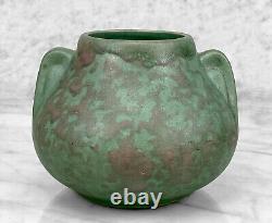 Antique Arts & Crafts Green Glazed Art Deco Handle Jardiniere Vase