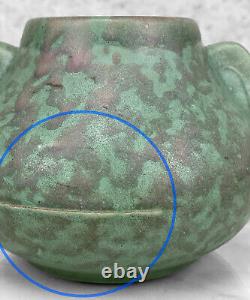 Antique Arts & Crafts Green Glazed Art Deco Handle Jardiniere Vase