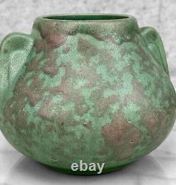 Antique Arts & Crafts Green Glazed Art Deco Handle Jardiniere Vase