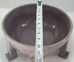 Antique Arts & Crafts Hager Art Pottery Footed Bowl 1920 Lilac Mauve Drip Glaze