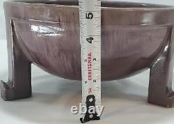 Antique Arts & Crafts Hager Art Pottery Footed Bowl 1920 Lilac Mauve Drip Glaze