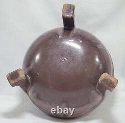 Antique Arts & Crafts Hager Art Pottery Footed Bowl 1920 Lilac Mauve Drip Glaze