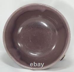 Antique Arts & Crafts Hager Art Pottery Footed Bowl 1920 Lilac Mauve Drip Glaze