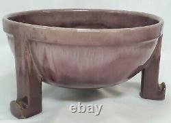 Antique Arts & Crafts Hager Art Pottery Footed Bowl 1920 Lilac Mauve Drip Glaze