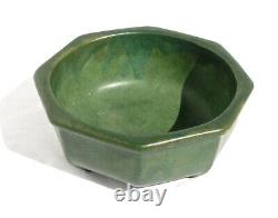 Antique Arts & Crafts Matte Green Eight Sided Art Pottery Bowl Mission Era