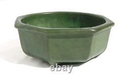 Antique Arts & Crafts Matte Green Eight Sided Art Pottery Bowl Mission Era