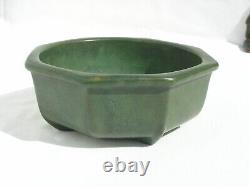 Antique Arts & Crafts Matte Green Eight Sided Art Pottery Bowl Mission Era