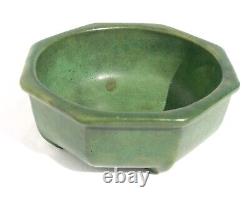 Antique Arts & Crafts Matte Green Eight Sided Art Pottery Bowl Mission Era