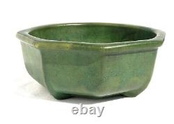 Antique Arts & Crafts Matte Green Eight Sided Art Pottery Bowl Mission Era