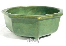 Antique Arts & Crafts Matte Green Eight Sided Art Pottery Bowl Mission Era