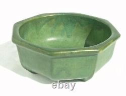 Antique Arts & Crafts Matte Green Eight Sided Art Pottery Bowl Mission Era