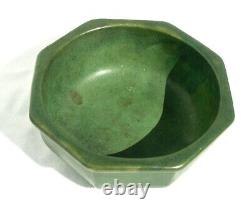 Antique Arts & Crafts Matte Green Eight Sided Art Pottery Bowl Mission Era