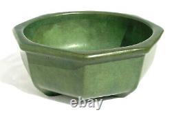 Antique Arts & Crafts Matte Green Eight Sided Art Pottery Bowl Mission Era