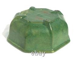 Antique Arts & Crafts Matte Green Eight Sided Art Pottery Bowl Mission Era