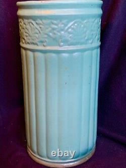 Antique Arts & Crafts Mission Matte Green Zanesville Pottery Umbrella Cane Stand