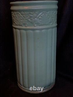 Antique Arts & Crafts Mission Matte Green Zanesville Pottery Umbrella Cane Stand