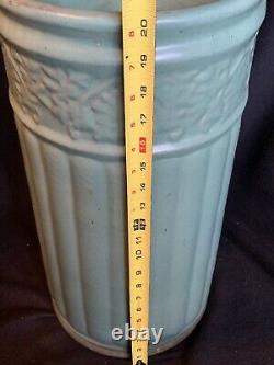 Antique Arts & Crafts Mission Matte Green Zanesville Pottery Umbrella Cane Stand