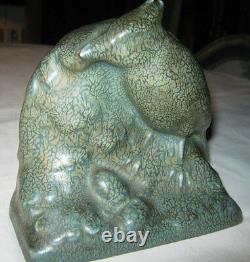 Antique Arts Crafts Mission USA Matte Green Rookwood Art Pottery Bird Bookends