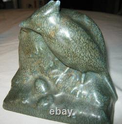 Antique Arts Crafts Mission USA Matte Green Rookwood Art Pottery Bird Bookends