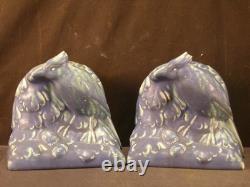 Antique Arts Crafts Mission Usa Matte Green Rookwood Art Pottery Bird Bookends