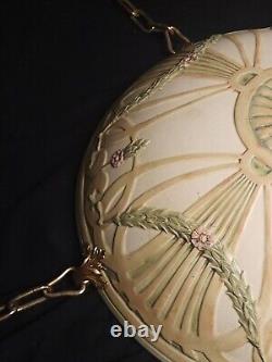 Antique Arts & Crafts Mission Weller Pottery 3 Light Chandelier PAIR AVAILABLE