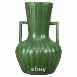 Antique Arts & Crafts Peters & Reed Bulbous Reeded & Handled Pottery Vase, c1910