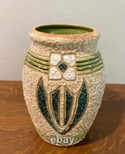 Antique Arts & Crafts Roseville Large Tan Mostique Vase Shape 23-10, c. 1916