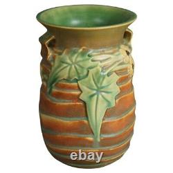 Antique Arts & Crafts Roseville Luffa Pattern Pottery Vase C1930